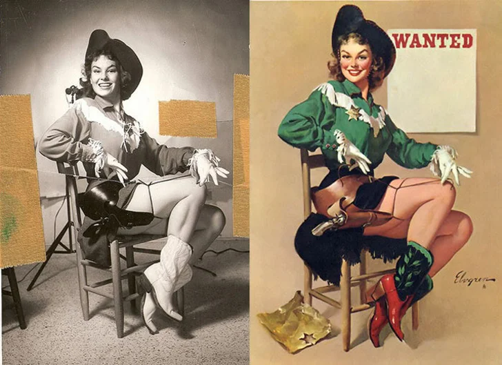 До и после: реальные лица легендарных пин-ап-моделей пин-ап, pin-up, модели, постеры, ретро, девушки, сравнение, фото
