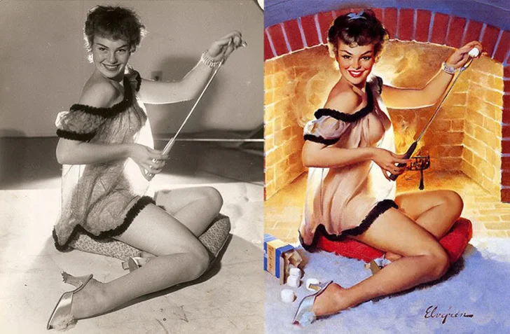 До и после: реальные лица легендарных пин-ап-моделей пин-ап, pin-up, модели, постеры, ретро, девушки, сравнение, фото