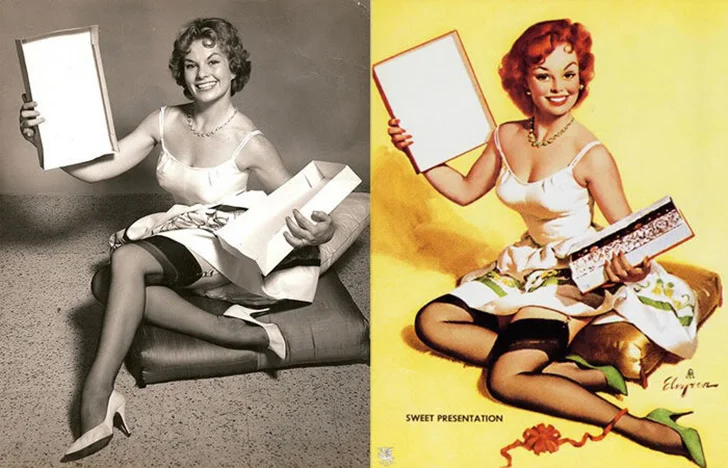 До и после: реальные лица легендарных пин-ап-моделей пин-ап, pin-up, модели, постеры, ретро, девушки, сравнение, фото