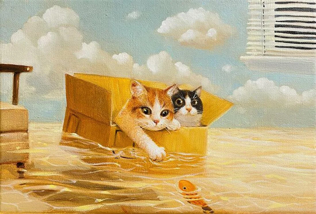 Уморительные коты: подборка иллюстраций, от которых становится тепло на душе Уморительные коты: подборка иллюстраций, от которых становится тепло на душе коты, иллюстрации, художник, Рики Вэй, подборка, смешное, животные, арт