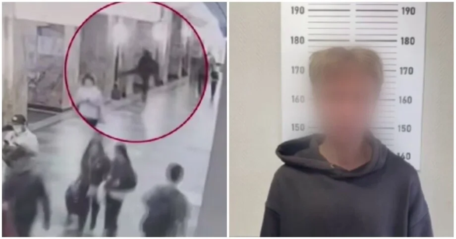 Удар ногой по плафону в метро обернулся уголовным делом вандализм, метро, Белорусская, плафон, уголовное дело, видео, происшествие