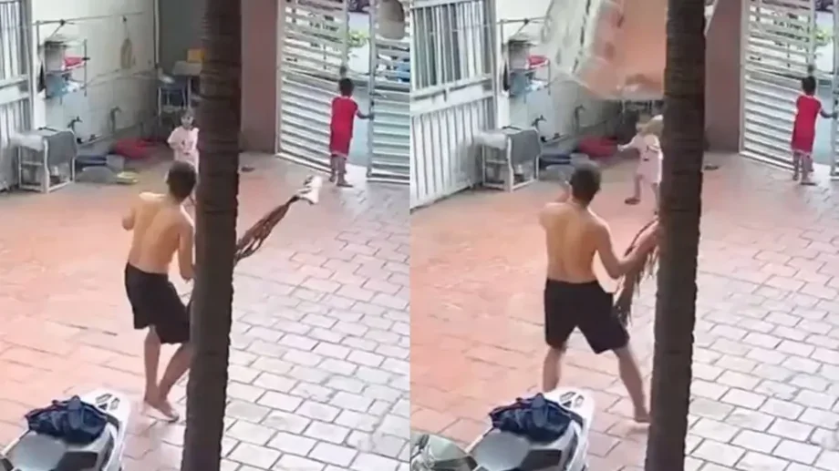 Ураган сбросил бак с водой прямо на головы детей: видео