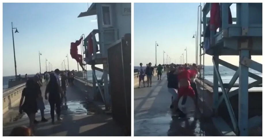 Нападение на спасателя на пляже попало на видео