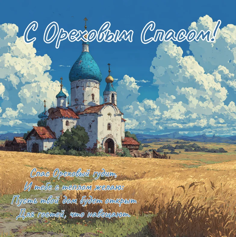 Ореховый Спас-2026: 35 душевных открыток для поздравлений Ореховый спас, Хлебный спас, открытки, поздравления, православие, праздник