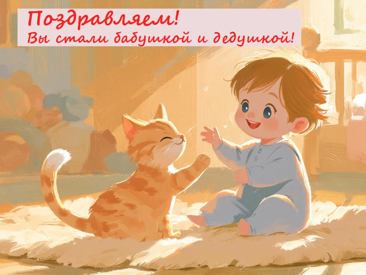 С рождением внука и внучки: 54 душевные открытки открытки, поздравления, внуки, бабушка, дедушка, рождение