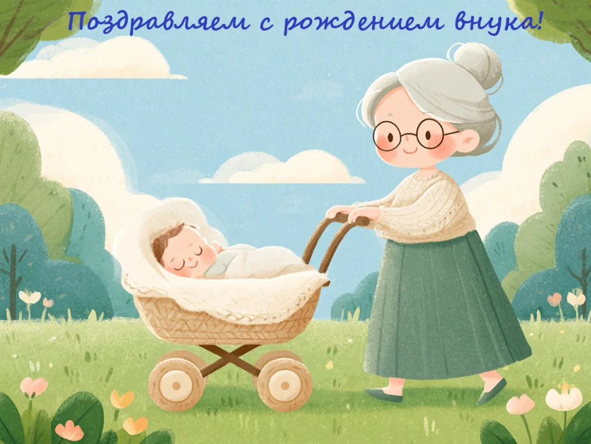 С рождением внука и внучки: 54 душевные открытки открытки, поздравления, внуки, бабушка, дедушка, рождение