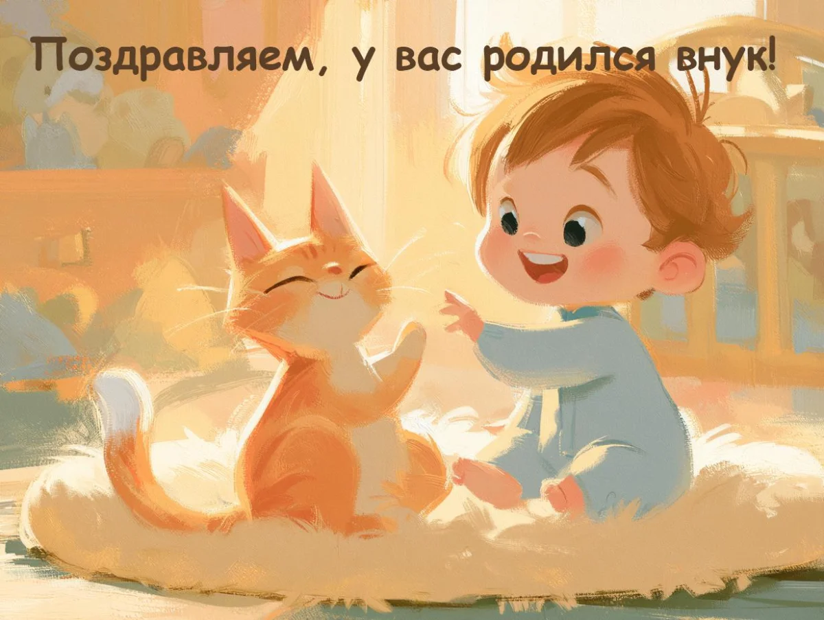 С рождением внука и внучки: 54 душевные открытки открытки, поздравления, внуки, бабушка, дедушка, рождение