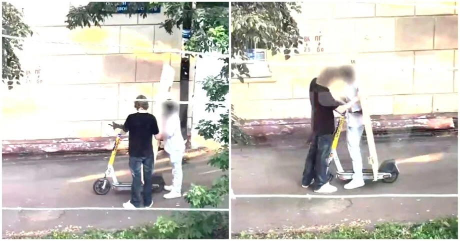 Подростки из Уфы не смогли довезти дверь на самокате — видео