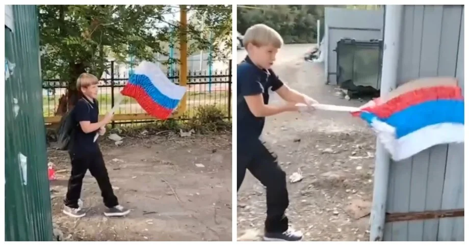 «Позор семьи»: школьник разбил флаг РФ и выложил это в сеть