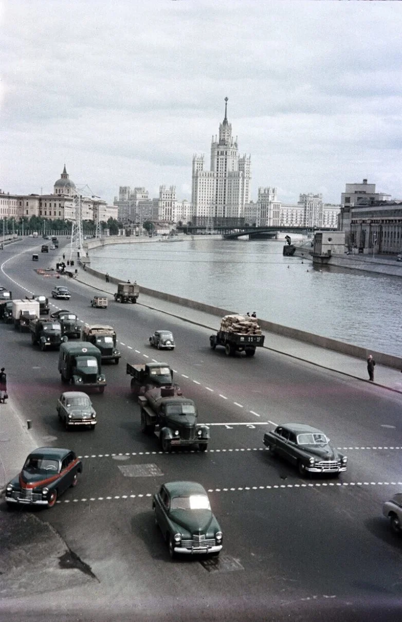 Столица СССР без чёрно-белых очков Москва, 1950-е, ретро, цветные фото, СССР, история