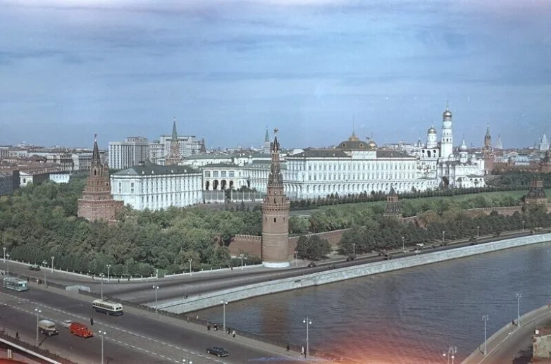 Столица СССР без чёрно-белых очков Москва, 1950-е, ретро, цветные фото, СССР, история