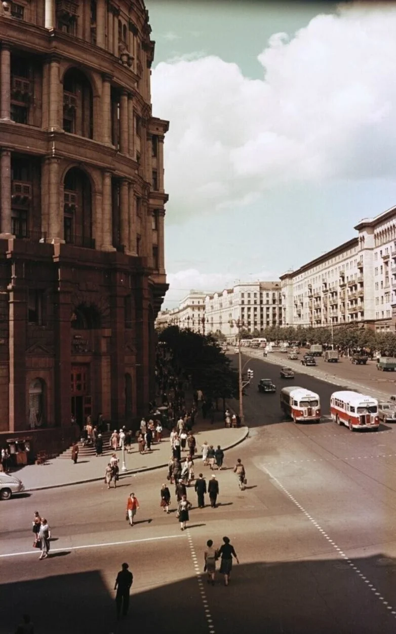 Столица СССР без чёрно-белых очков Москва, 1950-е, ретро, цветные фото, СССР, история