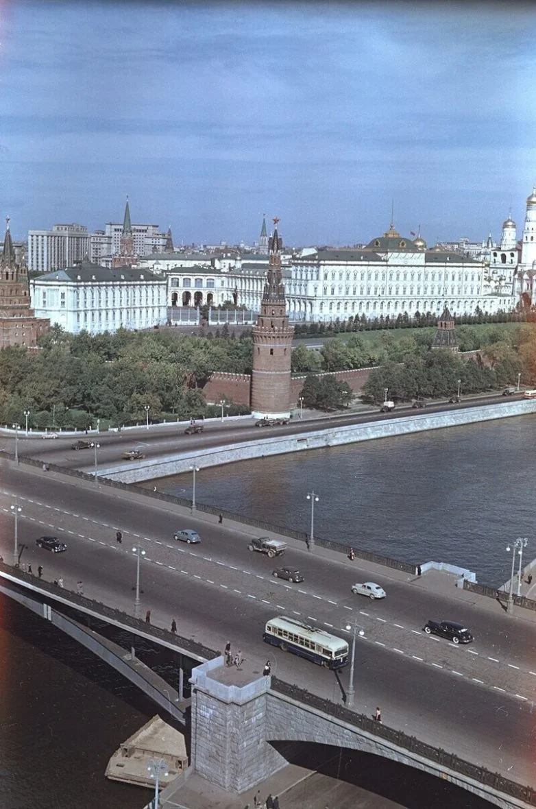 Столица СССР без чёрно-белых очков Москва, 1950-е, ретро, цветные фото, СССР, история