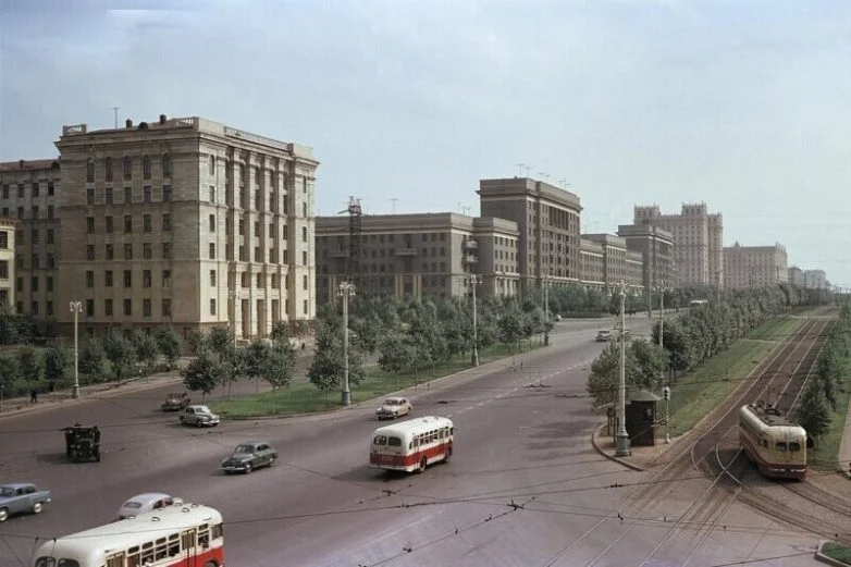 Столица СССР без чёрно-белых очков Москва, 1950-е, ретро, цветные фото, СССР, история