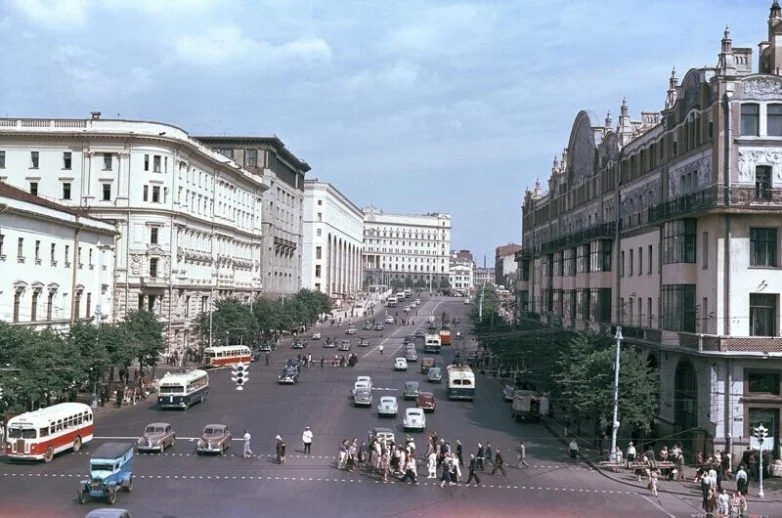 Столица СССР без чёрно-белых очков Москва, 1950-е, ретро, цветные фото, СССР, история