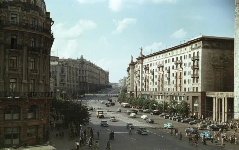 Столица СССР без чёрно-белых очков Москва, 1950-е, ретро, цветные фото, СССР, история