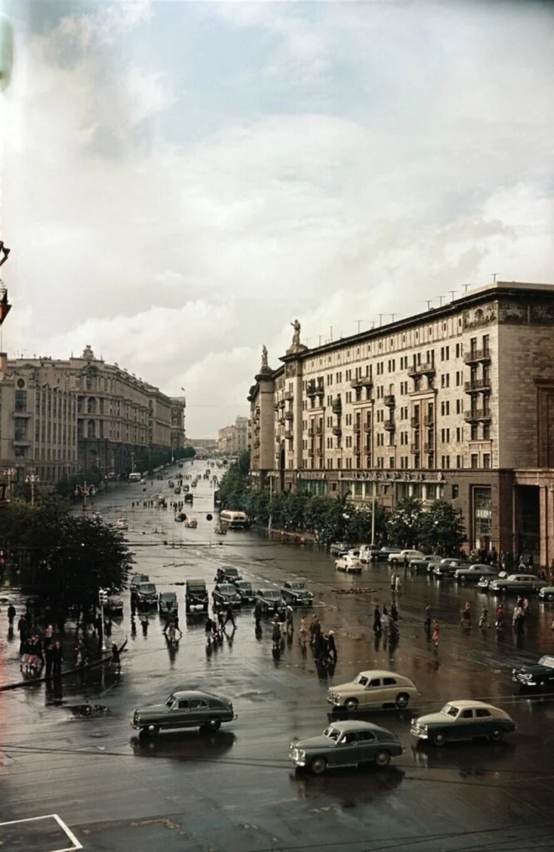 Столица СССР без чёрно-белых очков Москва, 1950-е, ретро, цветные фото, СССР, история