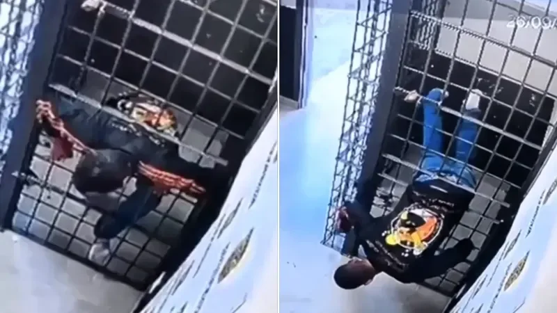 Протиснулся между прутьями и ушёл побег, Бразилия, камера, полиция, видео, происшествия, розыск