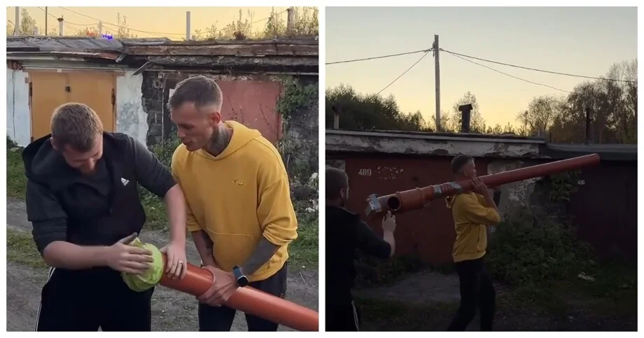 Капуста ушла в полёт: деревенский артиллерийский тест Капуста ушла в полёт: деревенский артиллерийский тест капуста, пушка, эксперимент, видео, приколы, деревня, овощи