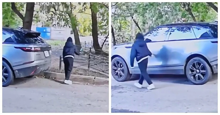 Мальчик с «розочкой» против чужого кроссовера вандализм, подростки, Санкт-Петербург, видео, авто, происшествие