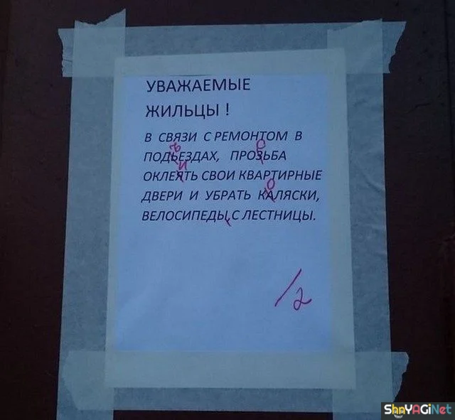 Смех до слёз: перлы из подъезда Смех до слёз: перлы из подъезда соседи, приколы, юмор, подъезд, объявления, жиза