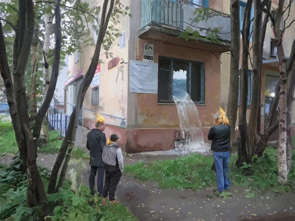 Панельки как портал в ад: художник показал ужас советских дворов Панельки как портал в ад: художник показал ужас советских дворов искусство, сюрреализм, хрущёвки, хоррор, живопись, цифровое искусство, Клим Новосельцев, монстры, урбанизм