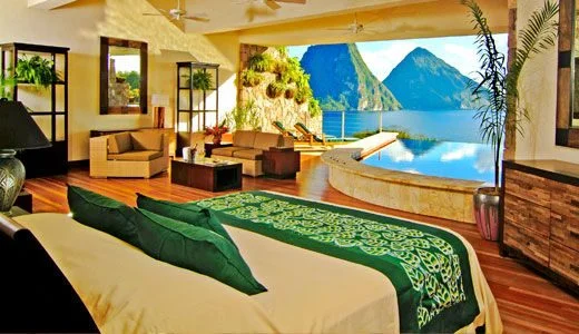 Отель, который растворился в горе Отель, который растворился в горе Jade Mountain, Сент-Люсия, курорты, бассейн-инфинити, медовый месяц, тропики, отдых
