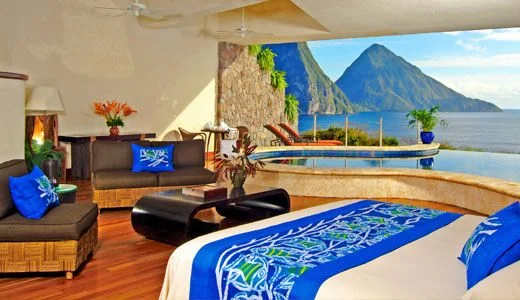 Отель, который растворился в горе Отель, который растворился в горе Jade Mountain, Сент-Люсия, курорты, бассейн-инфинити, медовый месяц, тропики, отдых